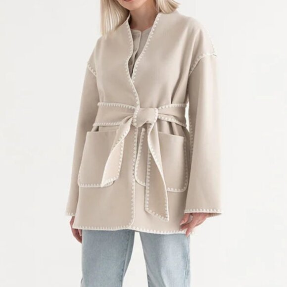 Belted Jacket with Pockets - Picture 1 of 4